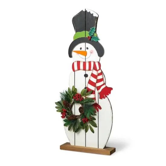 Glitzhome® 36" Christmas Snowman with Floral Wreath Porch Décor {1}
