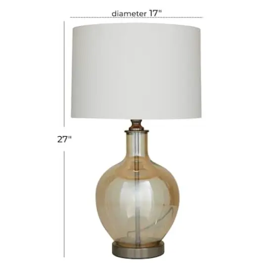 White Polyester Traditional Table Lamp, 27" x 17" x 17" {9}