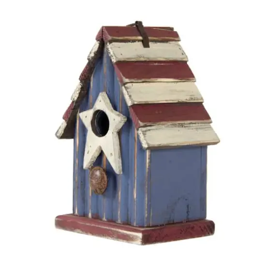 Glitzhome&reg; 9" Solid Wood & Metal Rustic Style Birdhouse {1}