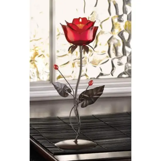12.5" Romantic Red Rose Votive Holder {3}