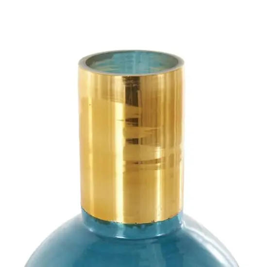 Blue & Gold Geometric Glass Vase Set {5}