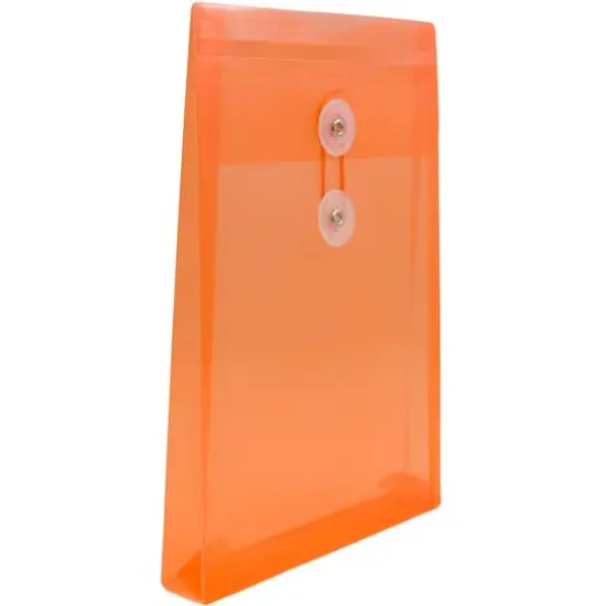 JAM Paper 6.25" x 9.25" Button & String Tie Closure Plastic Envelopes, 12ct. Orange {5}