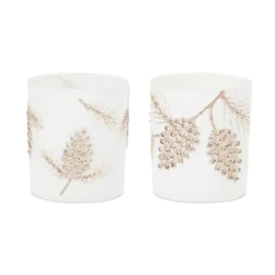 3.5" Glittered Pinecone Candle Holders, 6ct. {1}