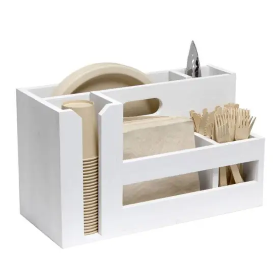 Elegant Designs Wood Caddy Organizer White Wash {8}