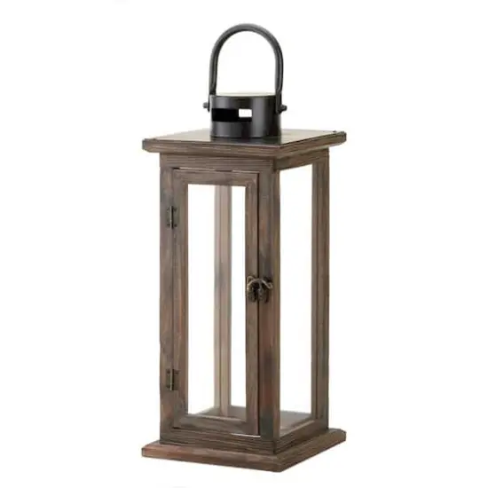 15.75" Lodge Wooden Lantern {1}