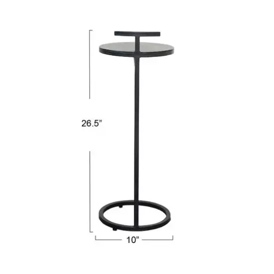 Hello Honey&reg; 2ft. Round Matte Black Metal Table with Handle {5}