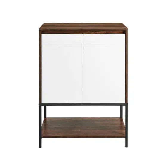 Walker Edison Dark Walnut/White 2 Door Accent Cabinet {3}