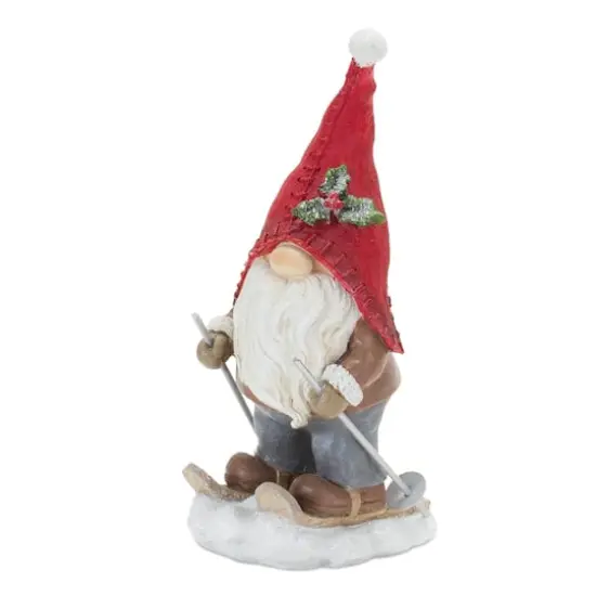 7" Winter Gnome on Skis Figurine Set {4}