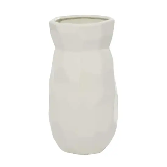 CosmoLiving by Cosmopolitan White Ceramic Modern Vase, 12" x 6" x 6" {6}