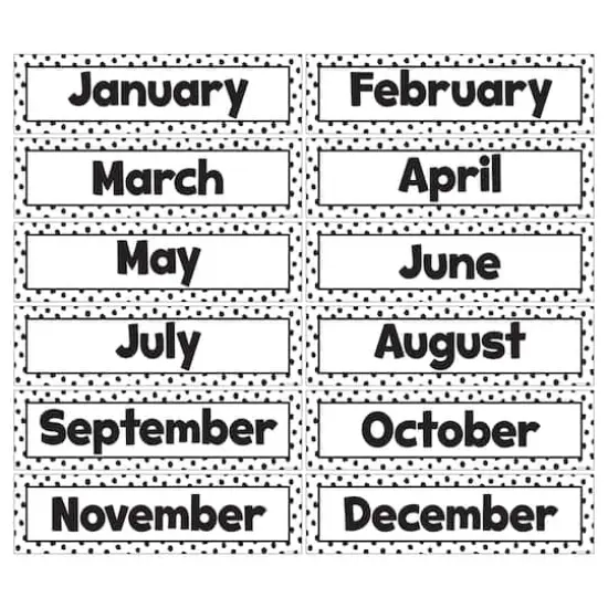 Teacher Created Resources Black Painted Dots on White Monthly Headliners, 3 Packs of 12 {3}
