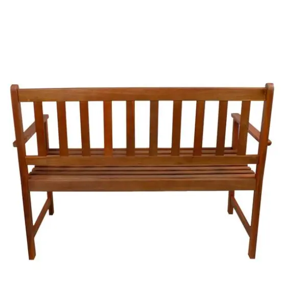 48" Light Brown Acacia Wood Outdoor Patio Bench {4}