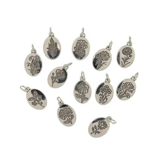 Crystal Lane DIY Silver Birth Flower Charms, 12ct. {1}