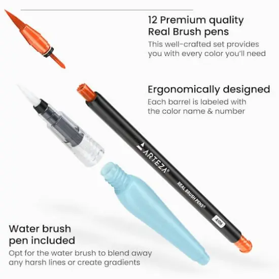 Arteza Real Brush Pens&reg; Unique Colors & Water Brush Set {5}