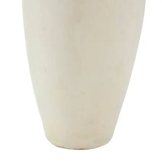 15" Beige Paper Mache Abstract Curved Vase with Handle {9}