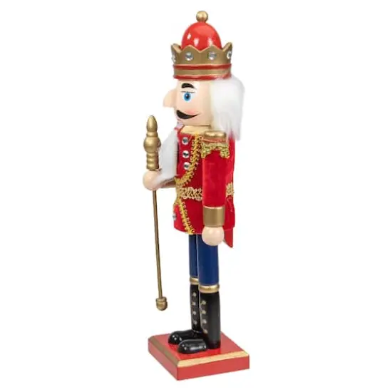 14" Wooden Nutcracker King with Scepter {3}