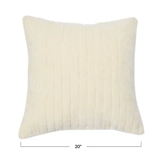 Hello Honey® 20" Square Quilted Velvet Pillow Cover with Channel Stitch White {5}