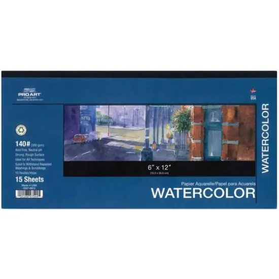 Pro Art&reg; 140# Horizontal Taped Watercolor Pad {2}