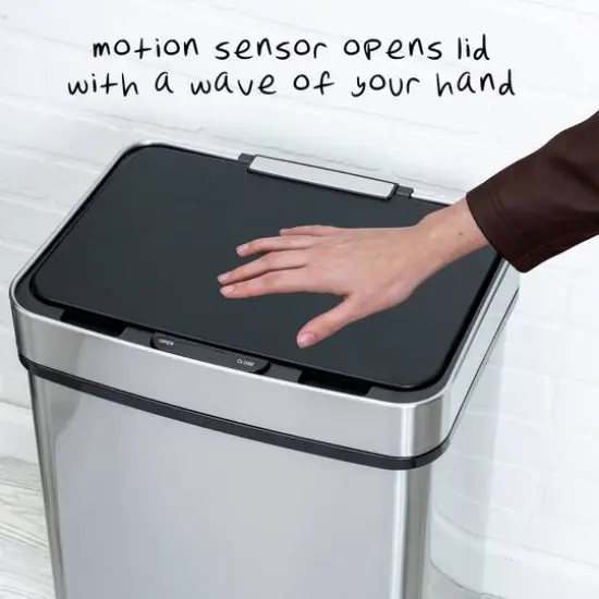 Honey Can Do 50L Stainless Steel Trash Can with Motion Sensor {12}