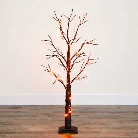 4ft. Pre-Lit LED Black Twig Artificial Halloween Tree {12}