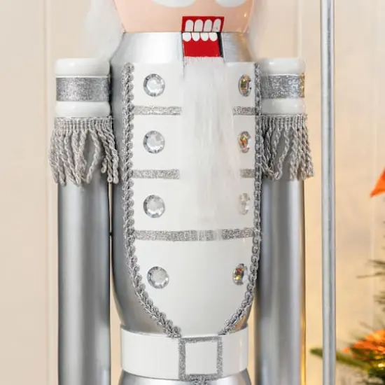 Glitzhome® 42"H Wooden Christmas Silver Dressed Soldier Nutcracker {6}