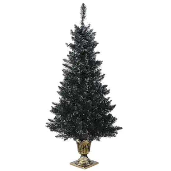 4ft. Pre-Lit Black Entrance Artificial Halloween Tree, Orange Lights {5}