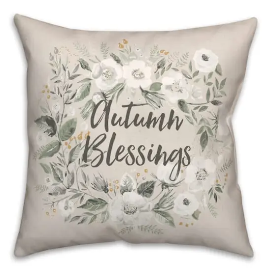 Multicolor Floral Wreath Blessings Throw Pillow {1}