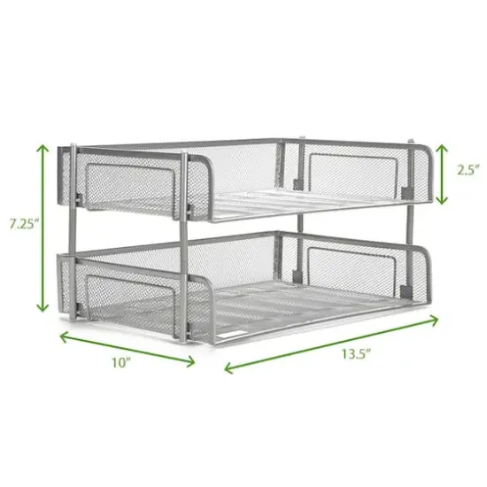 Mind Reader 2 Pack Silver Stackable Metal Mesh Organizer {4}