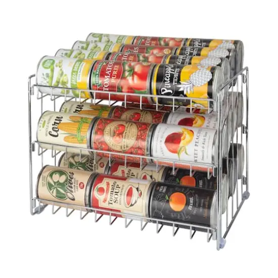 Kitchen Details 3-Tier Chrome Can Storage Organizer Rack {1}
