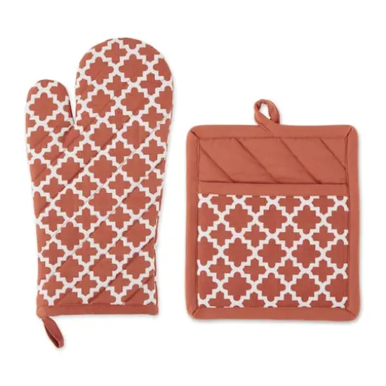 DII&reg; Lattice Oven Mitt & Potholder Set Vintage Red {1}