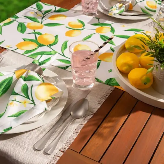 DII&reg; Lemon Bliss Print Outdoor Table Runner 14x108 inches {8}