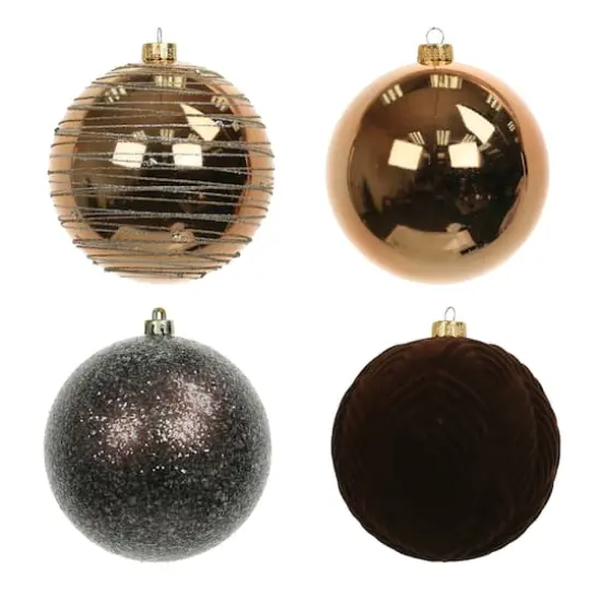 Assorted 4.7" Gold & Black Textured Shatterproof Ball Ornaments, 4pc. by Ashland&reg; {3}