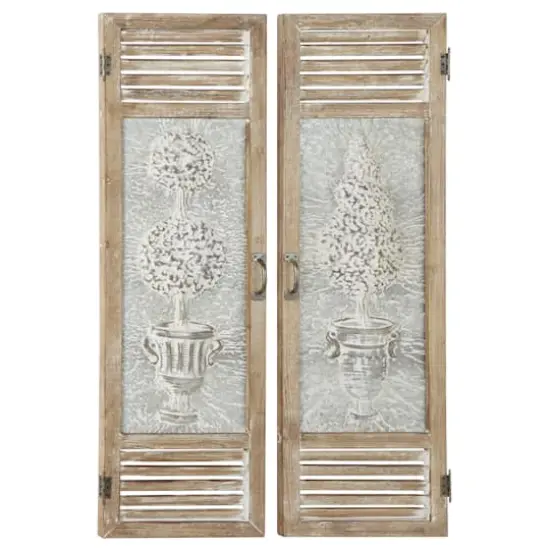 52" Brown Farmhouse Shutter Wall D&eacute;cor Set {1}