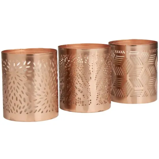 White Wax Campfire Scented Candle with Geometric Copper Containers, 3ct. {3}