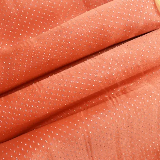 Feldman Orange with Silver Hologram Dots Organza {1}