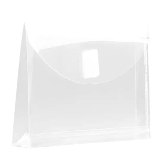 JAM Paper 5.5" x 7.5" Clear Plastic Hook & Loop Closure Envelopes, 12ct. {4}
