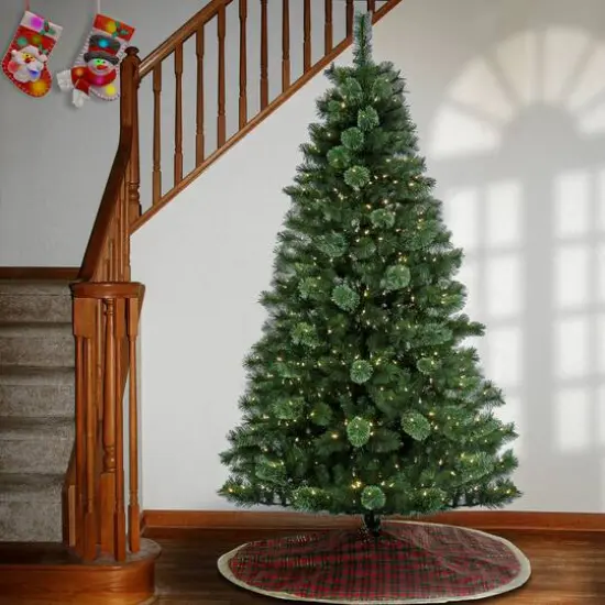 7.5ft. Pre-Lit Ontaria Pine Artificial Christmas Tree, Warm White LED Lights {3}