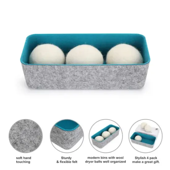 Welaxy Felt 3 Wool Dryer Balls with Turquoise Storage Tray {4}