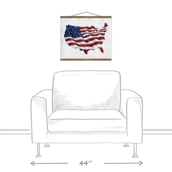 USA Flag Teak Hanging Canvas {4}