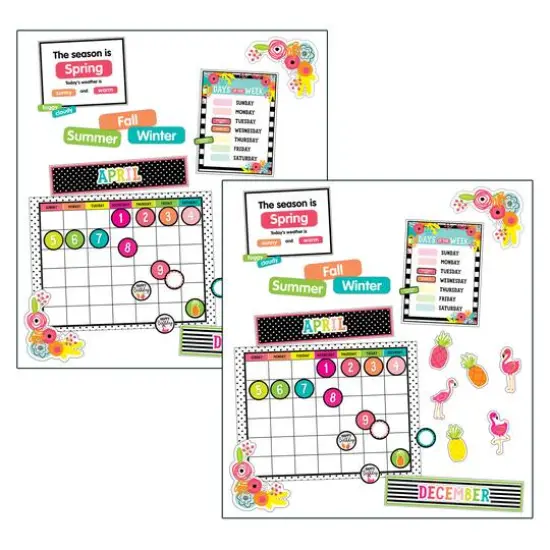 Schoolgirl Style&trade; Simply Stylish Tropical Pineapple Calendar Bulletin Board Set, 2ct. {1}