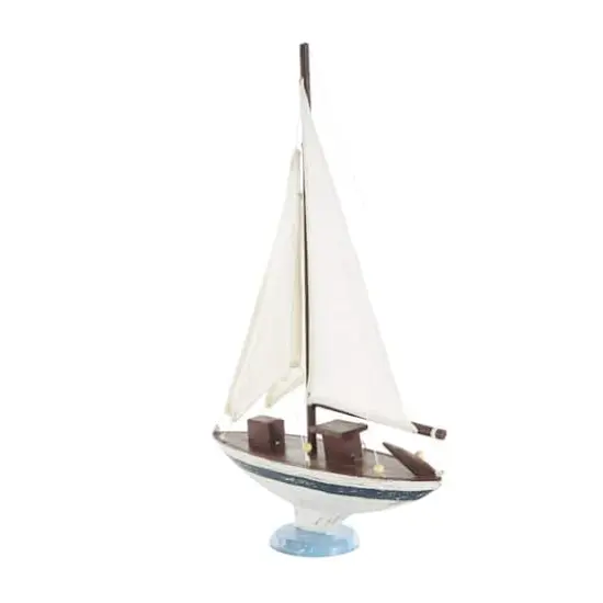 21" White Distressed Sail Boat Sculpture {4}