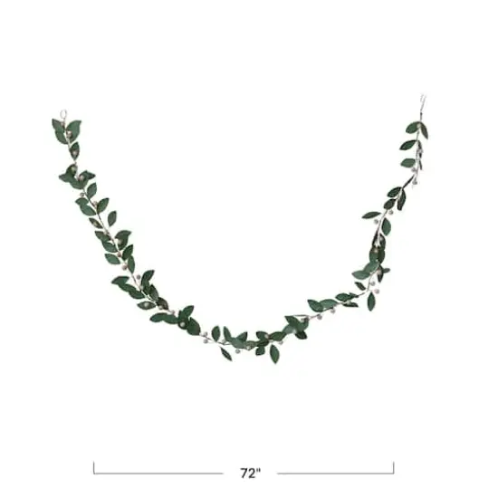 Hello Honey® 6ft. Green & Antique Pink Painted Metal Leaf & Berry Garland {6}