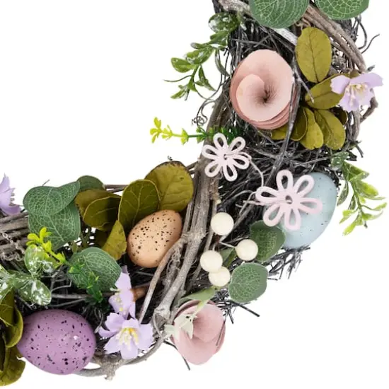 13" Speckled Eggs & Flowers Easter Wreath {5}
