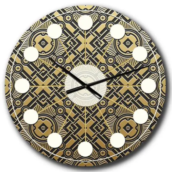 Designart 'Golden Luxury Metallic Geometrics Xx Mid-Century Modern Wall Clock {1}
