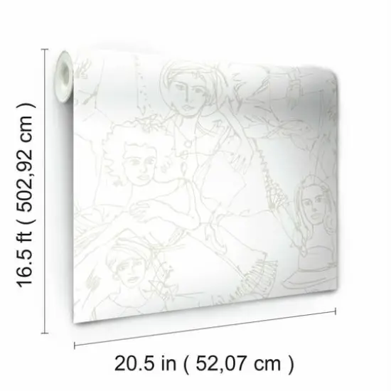 RoomMates Vogue Sketches Peel & Stick Wallpaper Taupe/White {9}