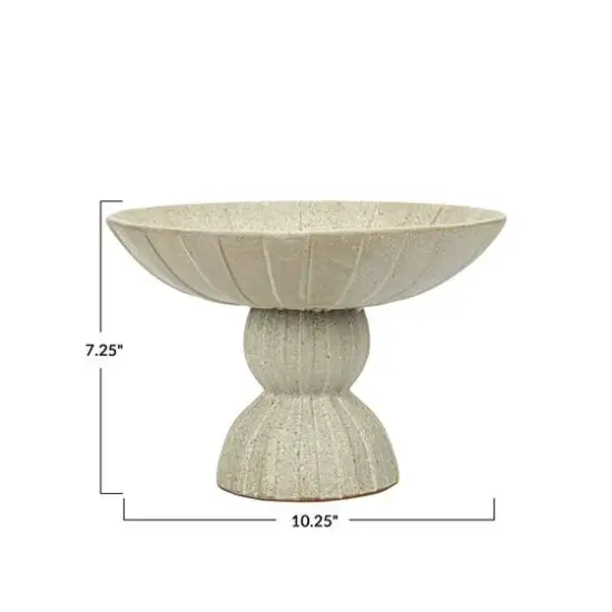 Hello Honey&reg; 10.25" Tan Reactive Glaze Debossed Stoneware Footed Bowl {4}