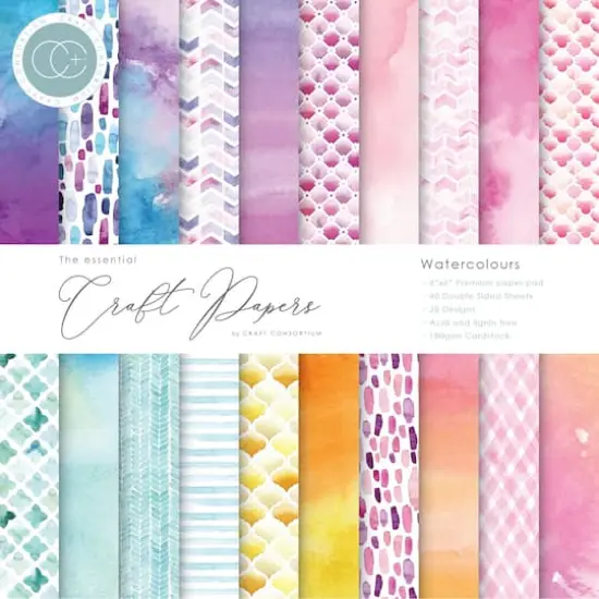 Craft Consortium Watercolors Double-Sided Paper Pad, 6" x 6" {1}