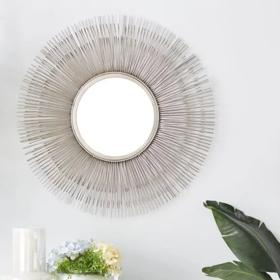 29'' Silver Modern Metal Wall Mirror {9}