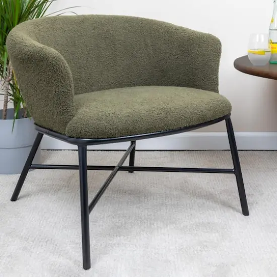 Hello Honey&reg; Bowery Boucle Upholstered Accent Arm Chair Dark Green {3}
