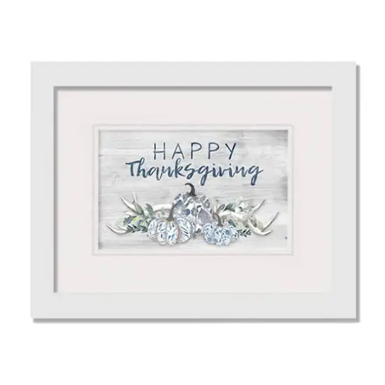 Blue Pumpkins White Framed Print Wall Art {1}