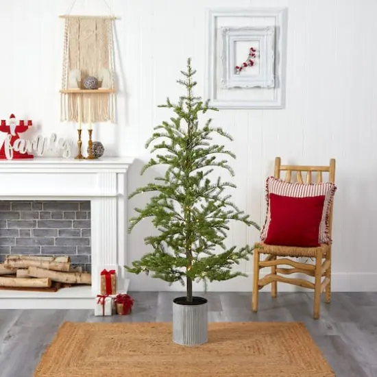5.5ft. Pre-Lit Pine Artificial Christmas Tree in Decorative Planter, Clear Lights {7}